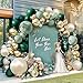 Partycus Emerald Green Gold Balloon Arch Kit Double Stuffed Dark Dusty Green Pearl White Sand Latex Balloon Garland for Birthday Wedding Anniversary Valentines Graduation Party - Image 2