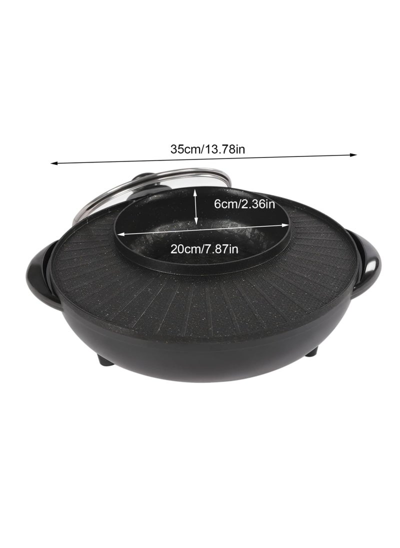 Alissa - Hot Pot with Grill, Shabu Shabu Pot for Korean BBQ, 2 in 1 Indoor Portable Countertop Cooker with Temperature Control, Circular Edition Non-Stick Hotpot with Divider, 1350W - Image 1
