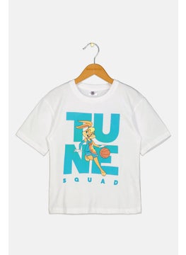 Space Jam Kids Girl Graphic Print Short Sleeves T-Shirt, White  - Image 1