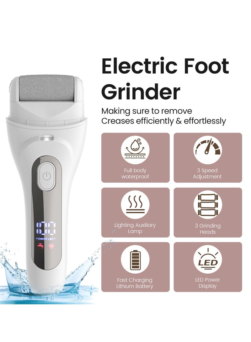 إيسي جهاز كهربائي لإزالة مسامير القدمين مع ضوء LED وشاشة عرض تعمل بالبطارية، جهاز باديكير بثلاث سرعات، 3 بكرات، مجموعة للعناية بالقدم مكونة من 10 قطع، هدية مثالية لنفسك وعائلتك وأصدقائك - Image 2