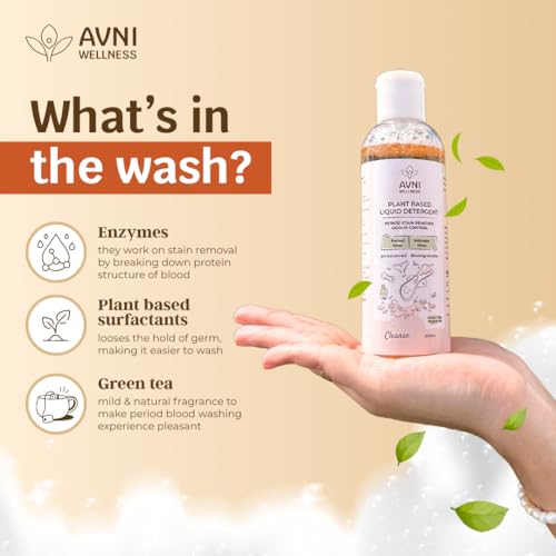 Avni Wellness Liquid Detergent Stain Removal | Undergarment Wash | 200 ml | Innerwear, Period Panties, Pads, Panty Liners - Stain Remover | Plant based | Removes Blood Stains & Odour | Natural Fragrance | Bio-Enzyme based - Image 3
