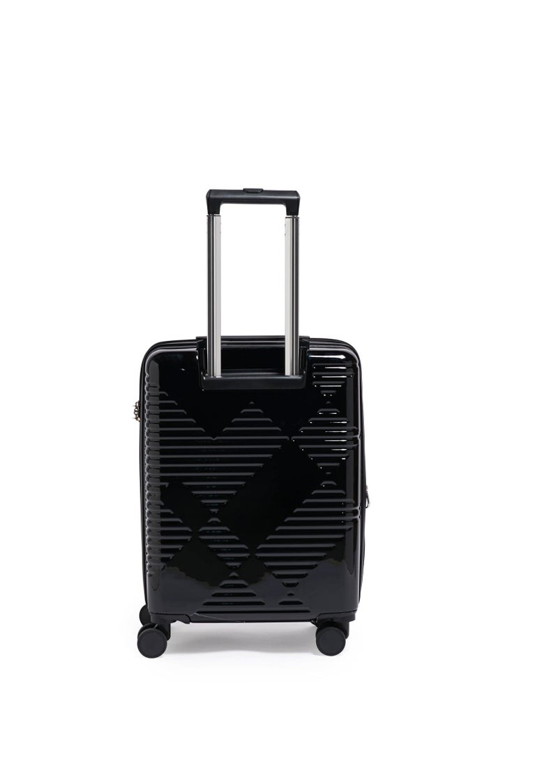 إيكولاك Echolac Extravagant 54cm Hardcase Expandable 4 Double Wheel Cabin Luggage Trolley Black  - Image 3