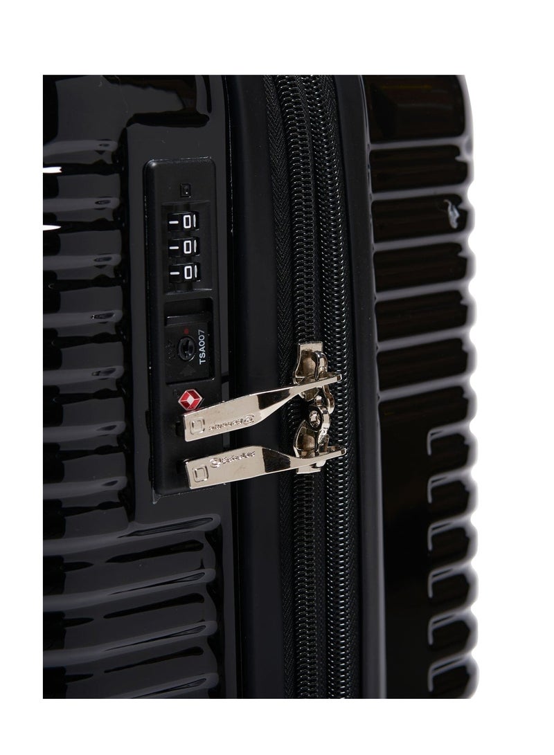 إيكولاك Echolac Extravagant 54cm Hardcase Expandable 4 Double Wheel Cabin Luggage Trolley Black  - Image 4