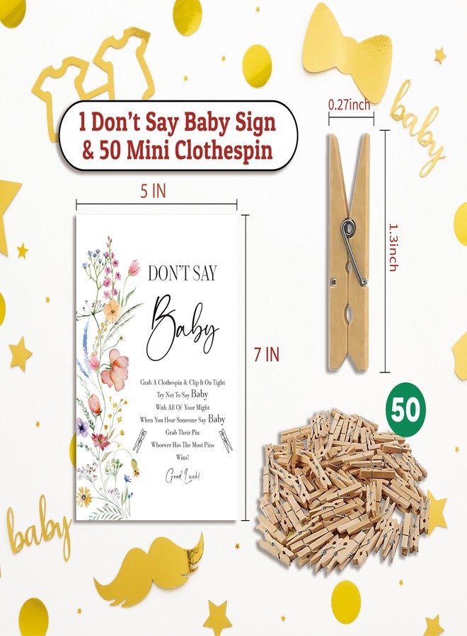 Xenseou Don't Say Baby Game for Baby Shower, 50 Wooden Clothespins and one Sign, Colorful Floral Theme, Pins for Baby Shower Decorations, Gender Reveal Games, Baby Shower Supplies-BB21 - Image 4