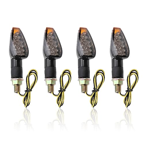 IHOTDER 4PCS Motorcycle Turn Signals,14LED Front+Rear Motorcycle Blinkers with Cool Amber Lamp,12V Motorcycle Turn Signal Light Compatible with Yamaha Kawasaki Motorcycle Accessories (Smoked Black Shell) - Image 1