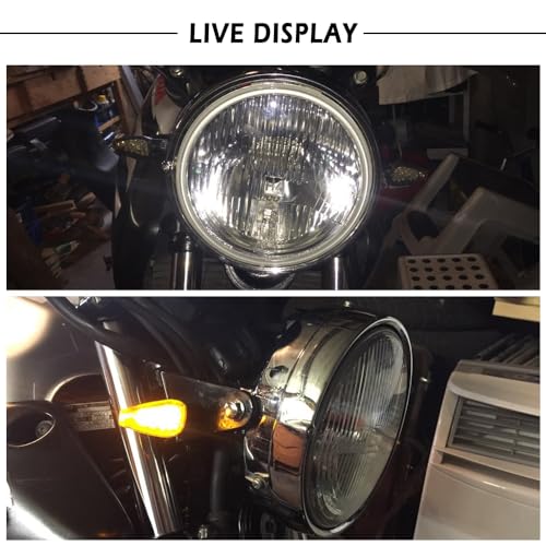 IHOTDER 4PCS Motorcycle Turn Signals,14LED Front+Rear Motorcycle Blinkers with Cool Amber Lamp,12V Motorcycle Turn Signal Light Compatible with Yamaha Kawasaki Motorcycle Accessories (Smoked Black Shell) - Image 3
