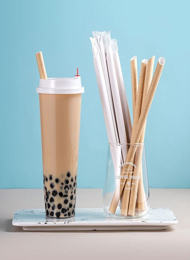 ALINK Pointed Paper Boba Straws, Individually Wrapped, 4-Layer Heavy Duty, 12mm Biodegradable Jumbo Smoothie Straws for Bubble Tea, Tapioca Pearls - Pack of 50 - Image 4