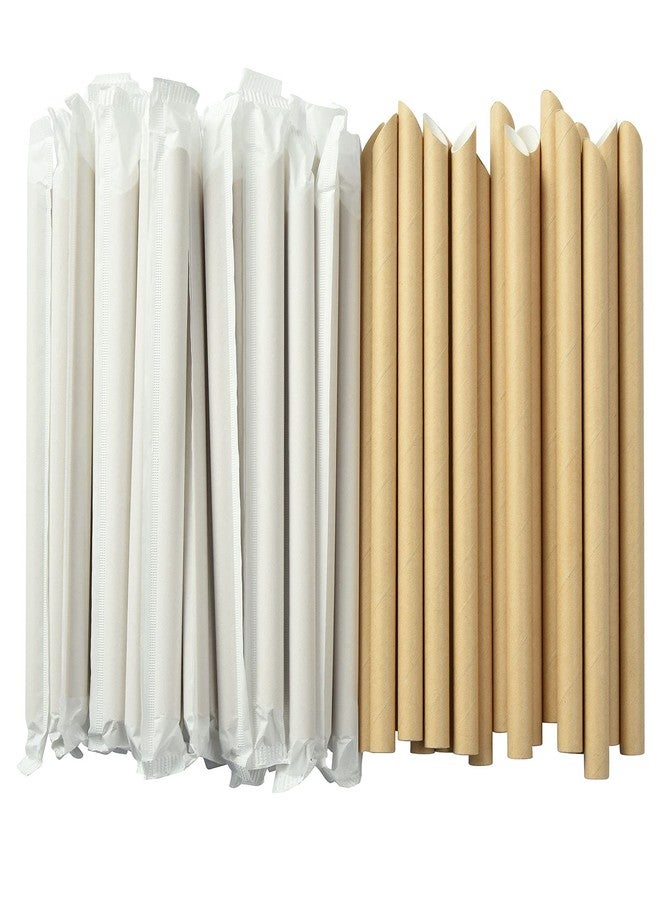 ALINK Pointed Paper Boba Straws, Individually Wrapped, 4-Layer Heavy Duty, 12mm Biodegradable Jumbo Smoothie Straws for Bubble Tea, Tapioca Pearls - Pack of 50 - Image 1