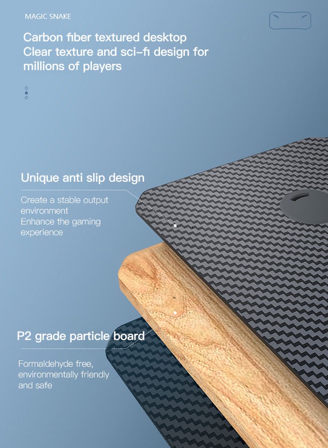 Sharpdo Gaming Desk Small Gaming Table for Kids Gift Idea PC Computer Desk Home Office Desk Workstation with Carbon Fiber Surface Game Table with Headphone Hook and Cup Holder - Image 4