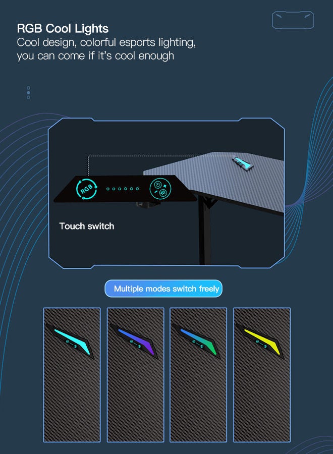 Sharpdo Gaming Desk Small Gaming Table for Kids Gift Idea PC Computer Desk Home Office Desk Workstation with Carbon Fiber Surface Game Table with Headphone Hook and Cup Holder - Image 3