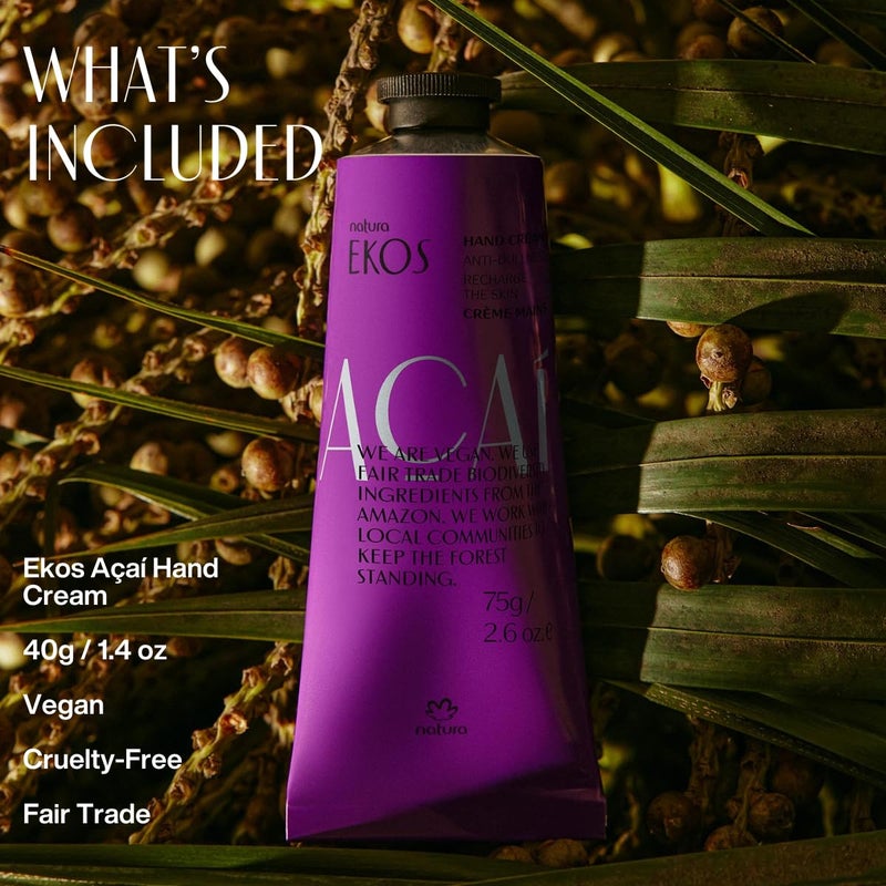 Natura - Ekos AÃ§aÃ­ Hand Cream - Anti-Dullness Hand Balm - Recharge the Skin - Fast Absorption - Skin Moisturizer - Vegan Skin Care - Brazilian Beauty Secrets - Self Care & Body Care - 1.41oz (40g) - Image 3