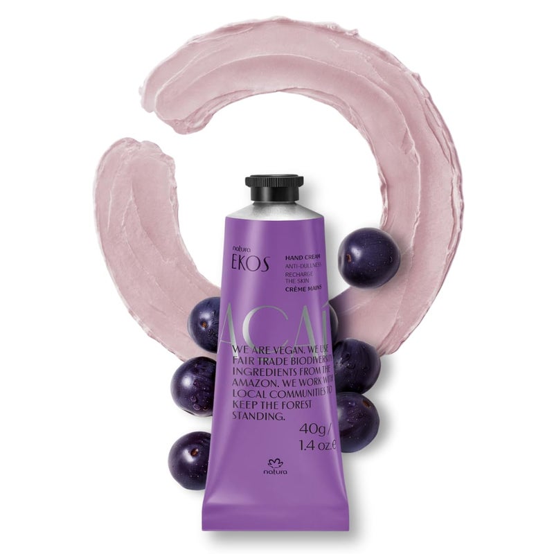 Natura - Ekos AÃ§aÃ­ Hand Cream - Anti-Dullness Hand Balm - Recharge the Skin - Fast Absorption - Skin Moisturizer - Vegan Skin Care - Brazilian Beauty Secrets - Self Care & Body Care - 1.41oz (40g) - Image 1