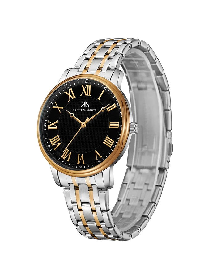 KENNETH SCOTT Kenneth Scott Men's Quartz Movement Watch, Analog Display and Stainless Steel Strap - K22029-KBKB, Two Tone