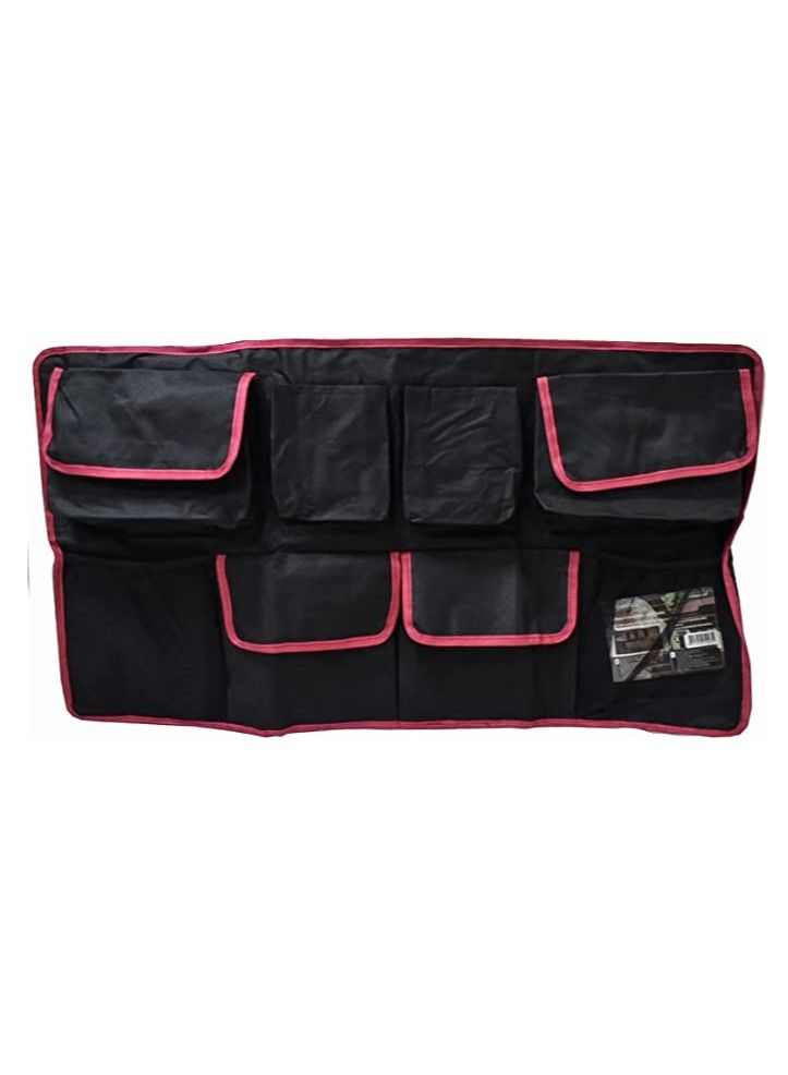 Forsage Car Backseat Storage Mesh Folding Multipurpose Trunk Organizer, Black/Pink - Image 1