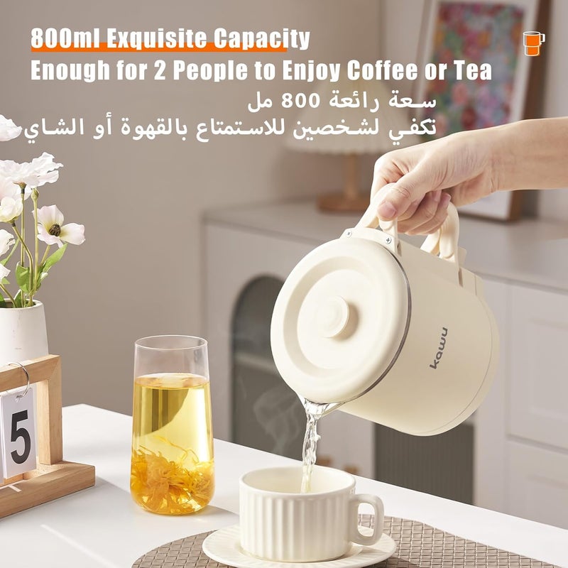  كاو إبريق كهربائي محمول قابل للطي من KAWU، سعة 800 مل، إبريق شاي محمول قابل للطي، إبريق كهربائي صغير من الفولاذ المقاوم للصدأ (مادة 304) مزود بنظام إيقاف تلقائي - Image 3