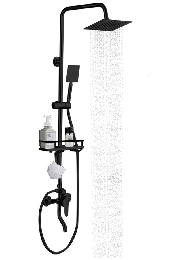 Hihonor Bathroom Shower Set,Copper Plated,Thermostatic Faucet Shower,Bathroom Combination Shower,Height Adjustable,Suitable for Home/Hotel(Black) - Image 1