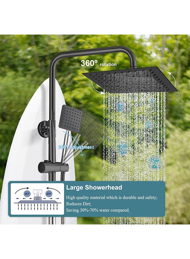 Hihonor Bathroom Shower Set,Copper Plated,Thermostatic Faucet Shower,Bathroom Combination Shower,Height Adjustable,Suitable for Home/Hotel(Black) - Image 2