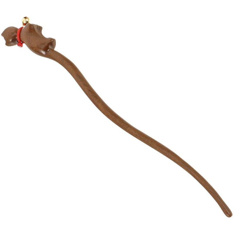 Sandalwood Cat Hair Stick Bell Vintage Chinese Hair Chopstick For Women Long Tail Wooden Hairpin Traditional Updo Hairstyles - Image 2