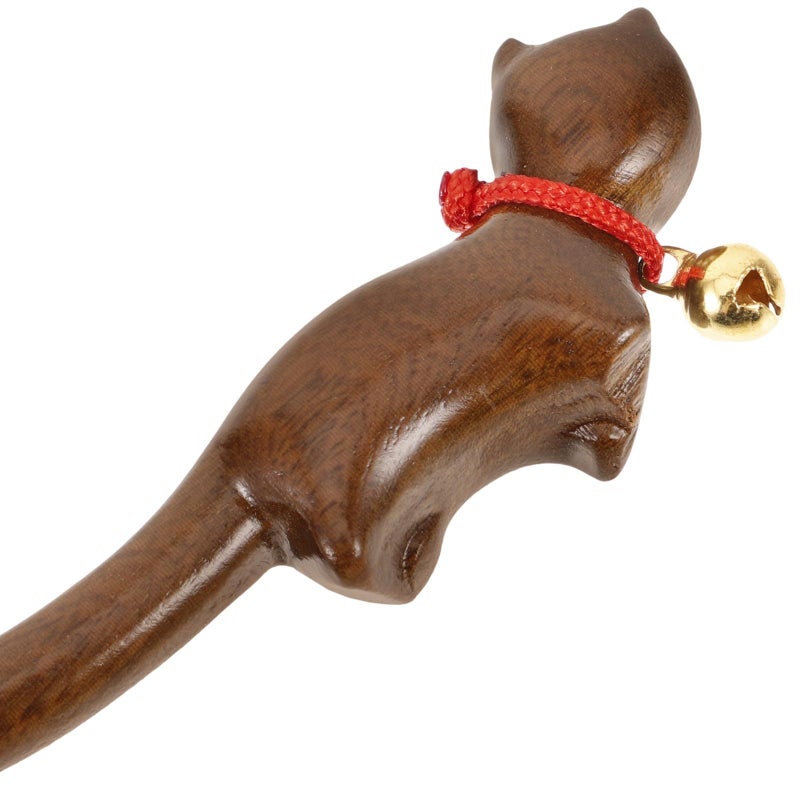 Sandalwood Cat Hair Stick Bell Vintage Chinese Hair Chopstick For Women Long Tail Wooden Hairpin Traditional Updo Hairstyles - Image 4