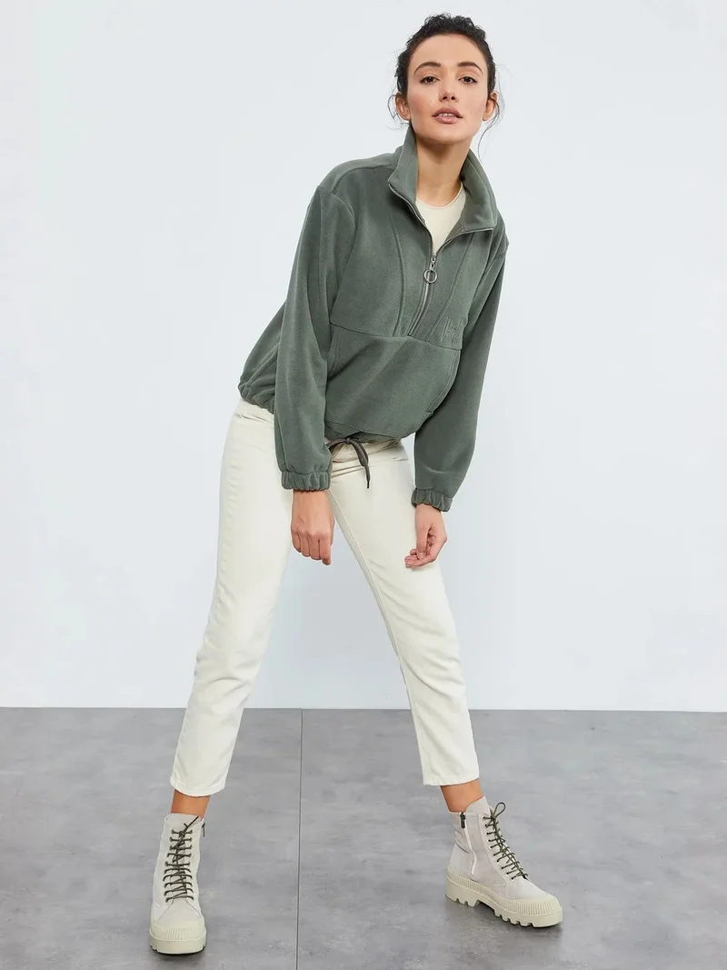 تومي لايف TOMMY Oversized Half-zip Plush Sweatshirt