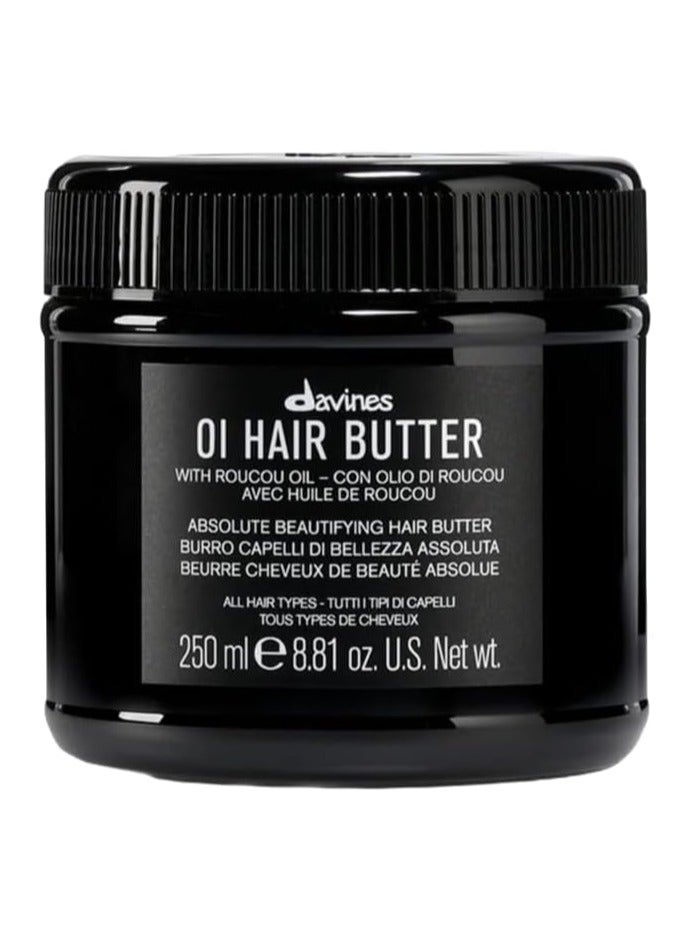 Davines OI Hair Butter 250ml, Nourishing Hair Mask with Roucou Oil for All Hair Types, Anti-Frizz Care, Deep Softness, Smoothness & Shine
