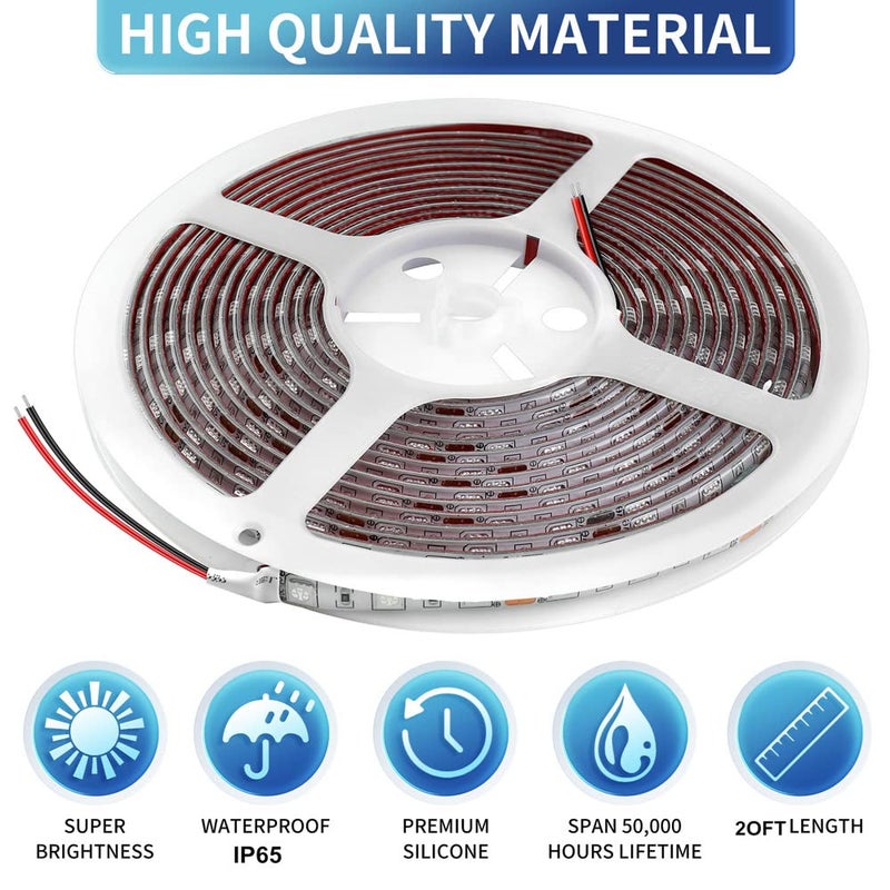 HOKIION أضواء قارب هوكينيون بونتون LED، أضواء شريط LED بحرية 12 فولت 20 قدم، ضوء داخلي مقاوم للماء للقارب، أضواء تحت الحافة، ضوء سطح القارب، أضواء صيد الليل مع كابل تمديد للقارب (أبيض) - Image 2