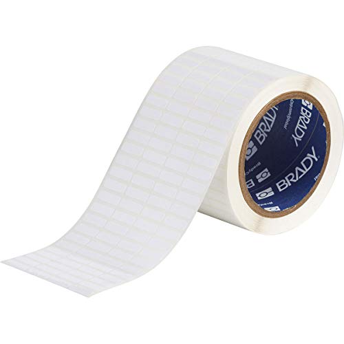 Brady THT-1-423-10 0.75" Width x 0.25" Height, B-423 Permanent Polyester, Gloss Finish White Thermal Transfer Printable Label (10000 per Roll) - Image 1