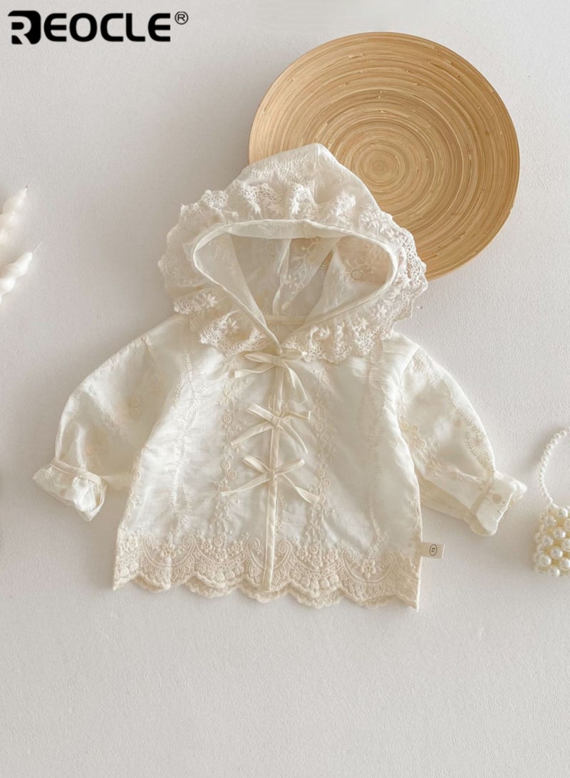 ريوكل سروال هوائي للأطفال مع تصميم دانتيل مزهري وميزة غطاء خفيف جاكيت رقيق للأطفال لارتدائه داخل المنزل في الصيف - Image 1