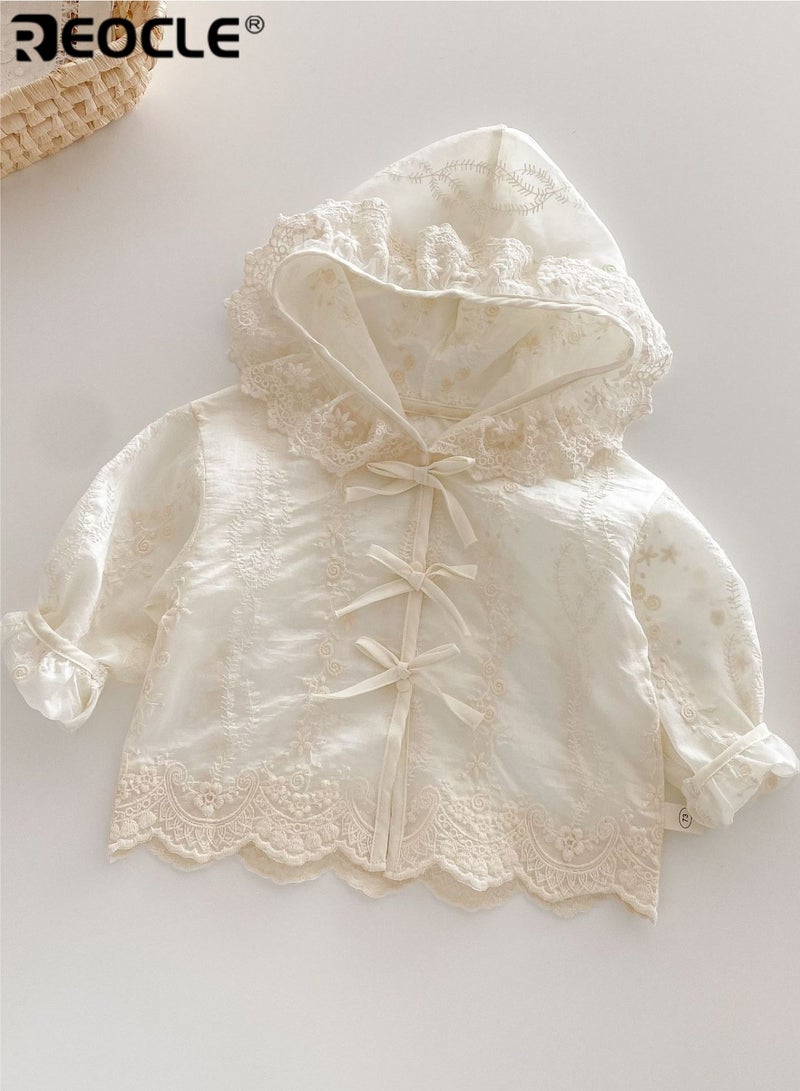 ريوكل سروال هوائي للأطفال مع تصميم دانتيل مزهري وميزة غطاء خفيف جاكيت رقيق للأطفال لارتدائه داخل المنزل في الصيف - Image 2