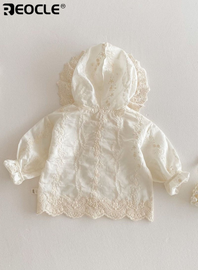 ريوكل سروال هوائي للأطفال مع تصميم دانتيل مزهري وميزة غطاء خفيف جاكيت رقيق للأطفال لارتدائه داخل المنزل في الصيف - Image 4