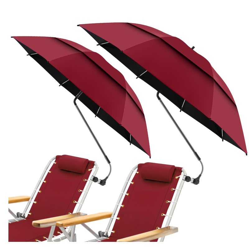 NBtoUS 2 Pack 486 Double Canopy Umbrella with Clamp UPF50 Beach Chair Umbrella with clip 360Adjustable Portable Outdoor Wheelchair Patio Golf CartsCampingNot Include Chair - Image 2