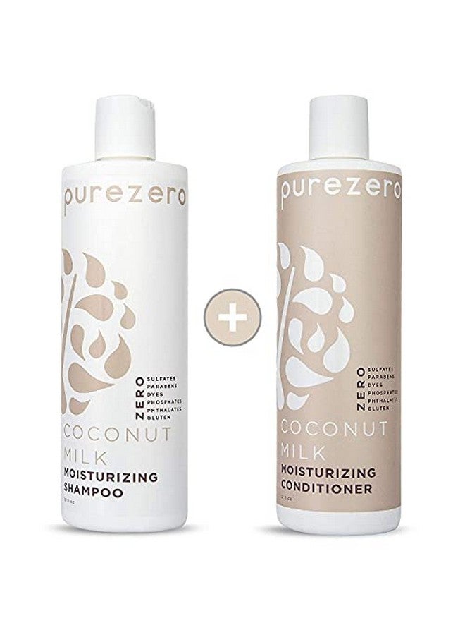 Purezero Coconut Milk Shampoo & Conditioner Set Intense Hydration & Increase Shine Fight Dandruff & Frizz Zero Sulfates Parabens Dyes 100% Vegan & Cruelty Free Great For Color Treated Hair - Image 1