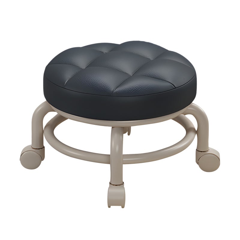 Rolling Stool Black 360° Swivel Quiet Wheels - Waterproof Stain-resistant Leather Pedicure Stool for Salon Home Beauty Sewing Professionals - Image 1