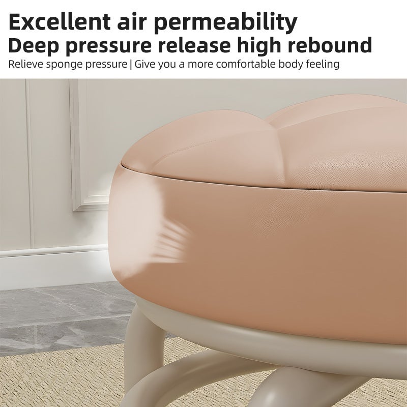Rolling Stool Black 360° Swivel Quiet Wheels - Waterproof Stain-resistant Leather Pedicure Stool for Salon Home Beauty Sewing Professionals - Image 2