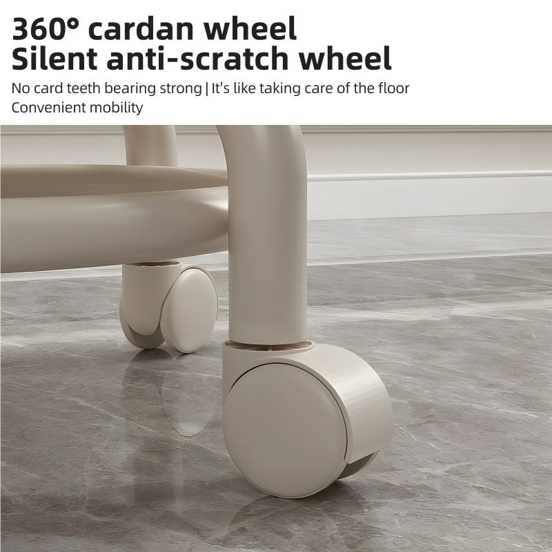 Rolling Stool Black 360° Swivel Quiet Wheels - Waterproof Stain-resistant Leather Pedicure Stool for Salon Home Beauty Sewing Professionals - Image 4