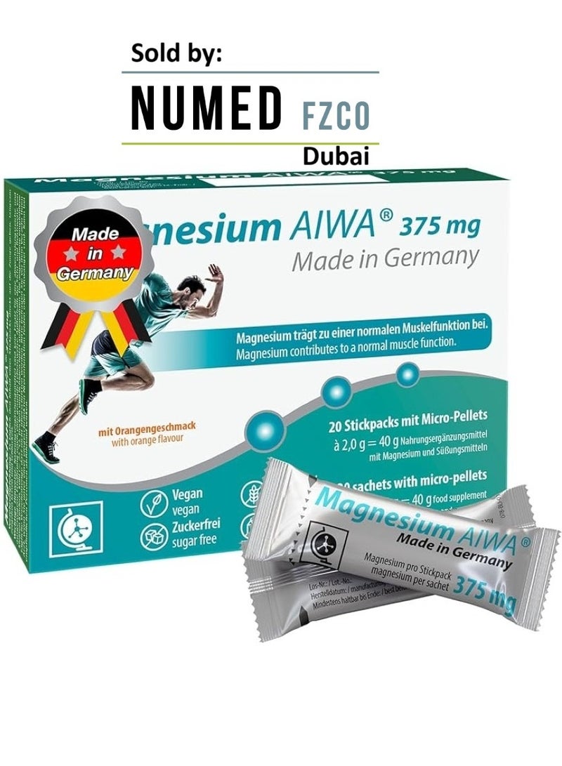 تي آند دي فارما ماغنيسيوم AIWA 375 ملغ، لا حاجة للماء، عبوة من 20 قطعة، سهلة الاستخدام، بنكهة البرتقال مع حبيبات دقيقة لتعظيم الامتصاص - Image 1