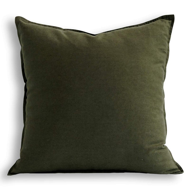 Jeanerlor Jeanerlor Solid Cotton Linen Decoration Toss Throw Pillow Sham Cushion Case Special Pillow Cover Delicate Decorative Pillowcase for BedChairCouch 18x1845 x 45cm Olive Green 