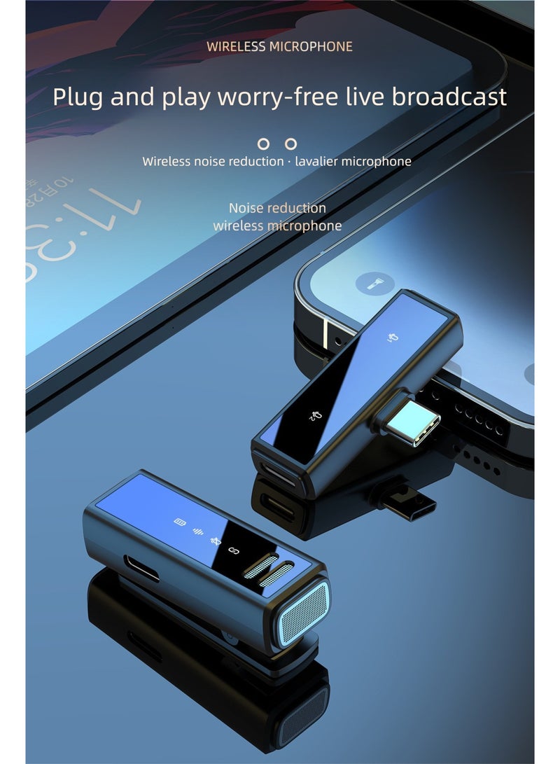 WJS-J88 lavalier wireless intelligent noise reduction 2+1 combination microphone with 20m transmission microphone, equipped with a rechargeable battery compartment, used for Vlogging TikTok YouTube content creators real-time streaming media interview recording, compatible with smartphones such as iPhone, Android, and laptops - Image 5