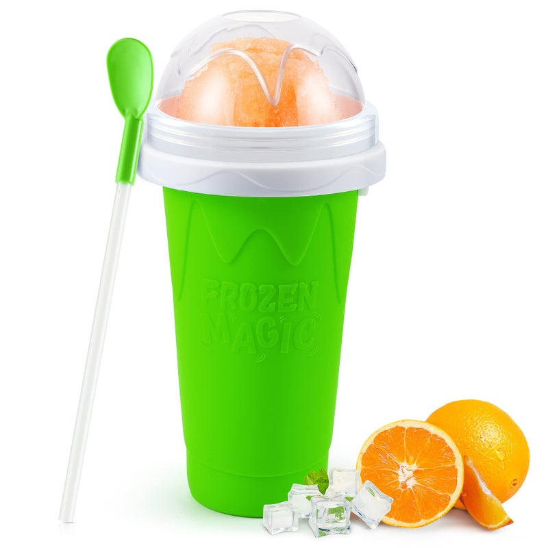RELPOM Slushie Maker Cup Magic Quick Frozen Smoothies Cups Cooling Cup Slushy Cups Ice Cream Make Cool Stuff Things Gadgets Funny Gifts for Kids Green