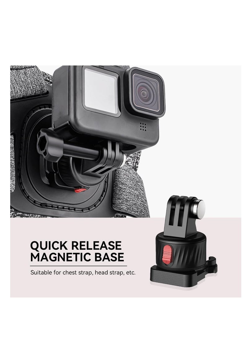 SYOSI Magnetic Quick Release Adapter for Gopro, 4 in 1 Tripod Mount Accessories, for Bike/Helmet/Clamp Clip Mount/Suction Cup Fit for GoPro Hero 12 11 10 9 8 7 6 5, Black insta360 DJI Action Camera  - Image 4