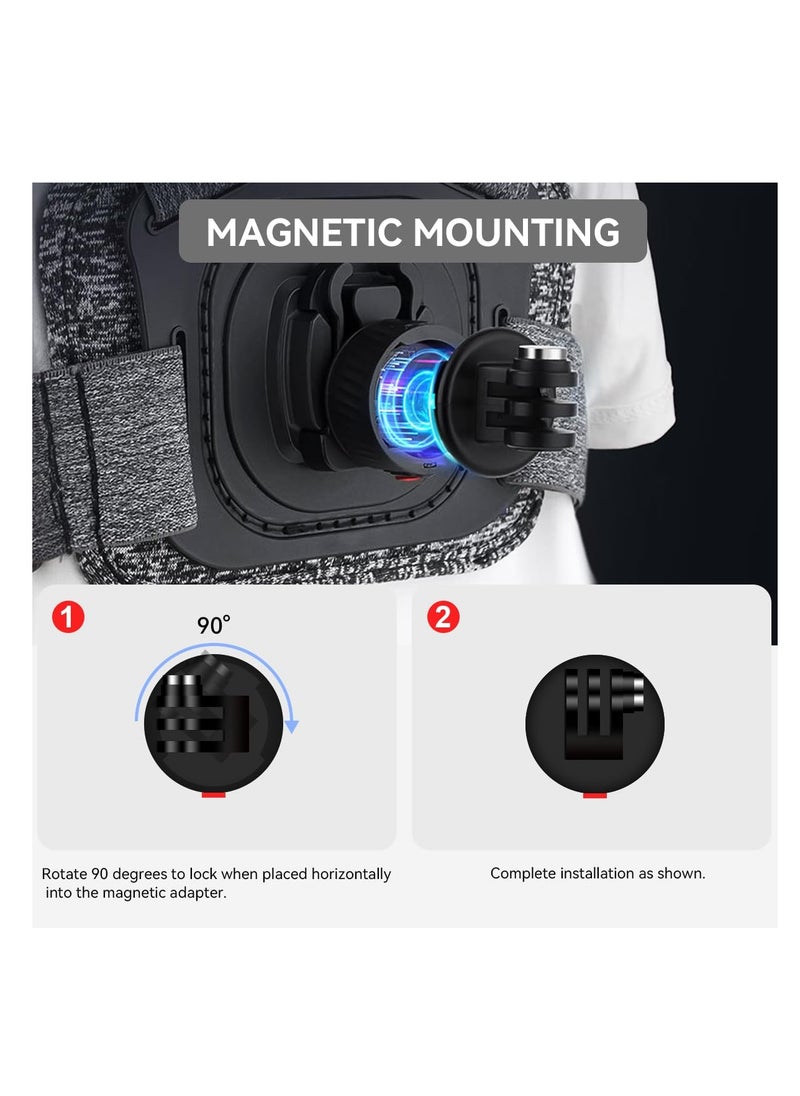 SYOSI Magnetic Quick Release Adapter for Gopro, 4 in 1 Tripod Mount Accessories, for Bike/Helmet/Clamp Clip Mount/Suction Cup Fit for GoPro Hero 12 11 10 9 8 7 6 5, Black insta360 DJI Action Camera  - Image 2