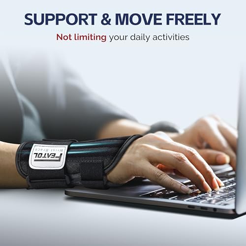 FEATOL 2 Pack Carpal Tunnel Wrist Brace For Work With Wrist Splint, 6.5'' Hand Brace Night Support For Women Men, Pain Relief For Tendonitis, Arthritis, Pregnancy, Typing, Right and Left Hand, Large - Image 2