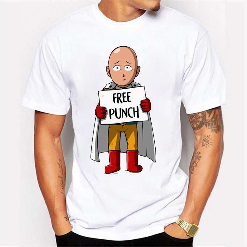 1049 Anime One Punch Superman Fashion Printed Men's T-Shirt Cross-border wish Hot Selling Trendy Men's Short-sleeved Base Shirt - Image 1