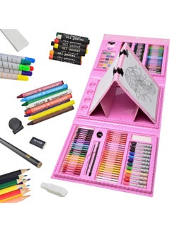 ELLEGLAM 208 PCS Art Supplies, Drawing Art Kit for Kids Adults Art Set with Double Sided Trifold Easel, Oil Pastels, Crayons, Colored Pencils, Watercolor Pens Gift for Girls Boys Artist,Pink  - Image 1