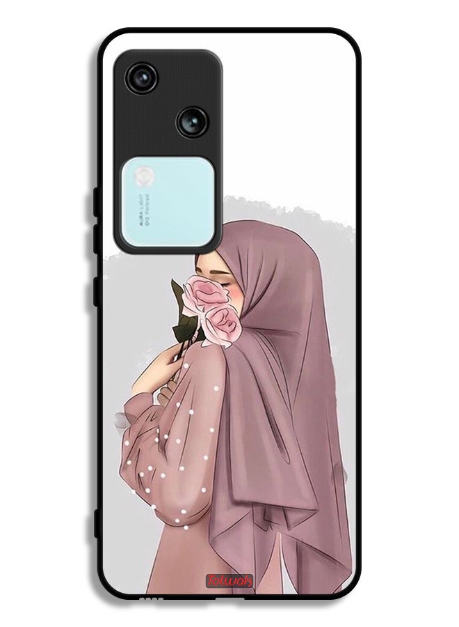 Tolwak Vivo V30 5G Protective Case Cover Holding Roses Girl Art - Image 1