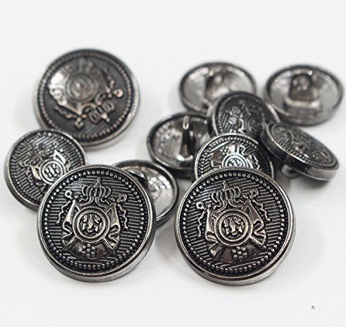 KENDANY 14 Piece Antiqued Black Metal Blazer Button Set - Crown - for Blazer, Suits, Sport Coat, Uniform (Black #1, 15MM 20MM)(0.59in-0.79in) - Image 3