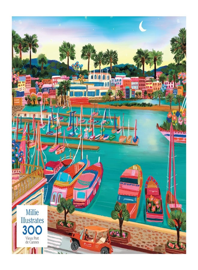 Rose Art RoseArt Millie Illustrates Vieux Port De Cannes 300 Piece Jigsaw Puzzle, Colorful Scenic Travel Art Illustrated Puzzle for Adults - Image 4
