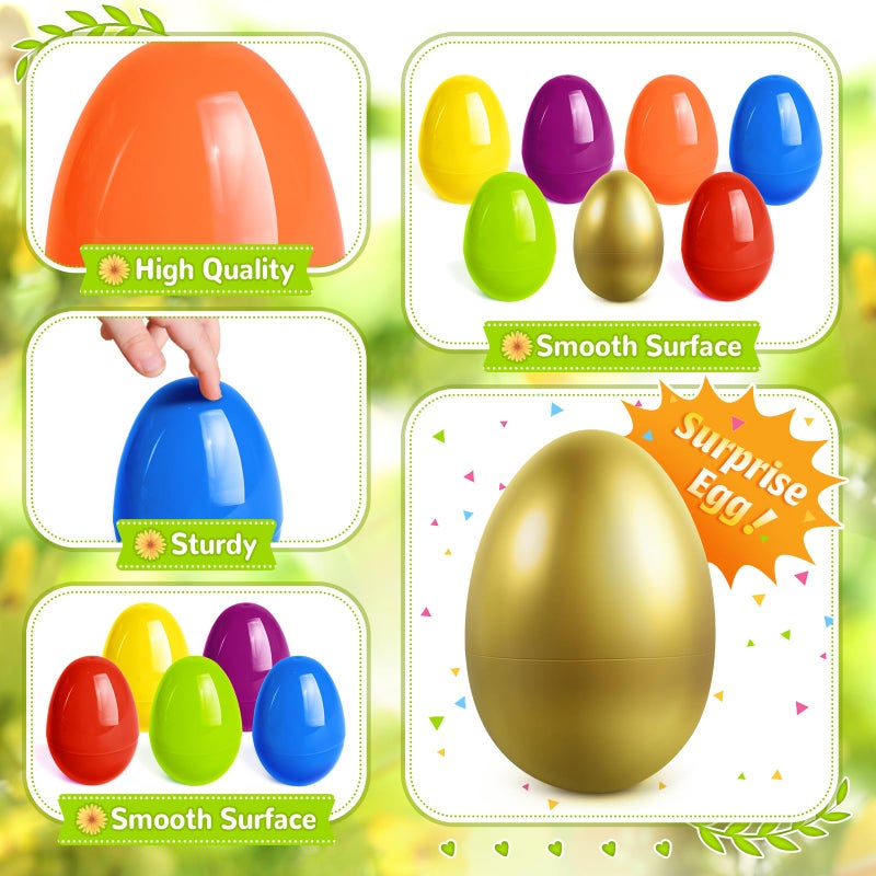 spring flower SpringFlower 72PCS 3.5 inch Plastic Easter Eggs Plus 2 Golden Easter Eggs, Empty Easter Eggs Fillable, Plastic Eggs Bulks for Easter Basket Stuffer, Easter Party Favor & Egg Hunt, Easter Decorations - Image 4