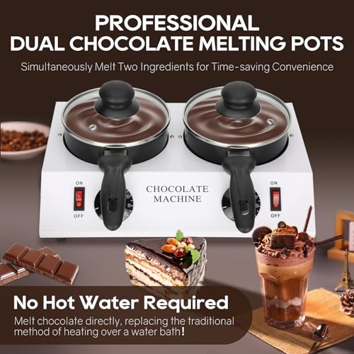 Magula Chocolate Melting Machine Electric Heating Chocolate Tempering Machine Melting Pot Fast and Even Melting Ideal Create for Chocolate,Candy,Butter Making Warming Coffee Milk Wine (Double) - Image 3