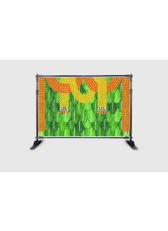 ASHVATH FASHION Ashvath Fashion Marigold Flower Banana Leaf Design Backdrop Curtain for Pooja Decoration Traditional Background Curtain Cloth for Pooja Festival Polyester Taiwan Washable Fabric 5 Height 8 Width  - Image 3